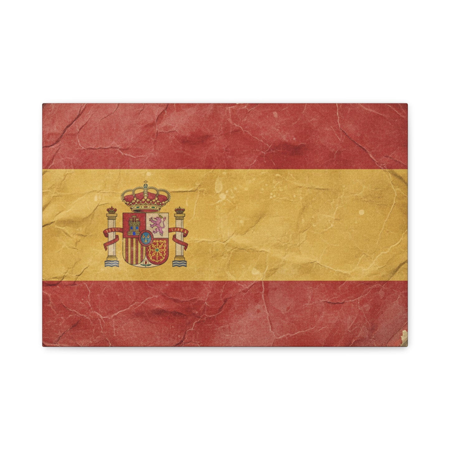 Spanish Flag Vintage Canvas Print — Matte Stretched Wall Art
