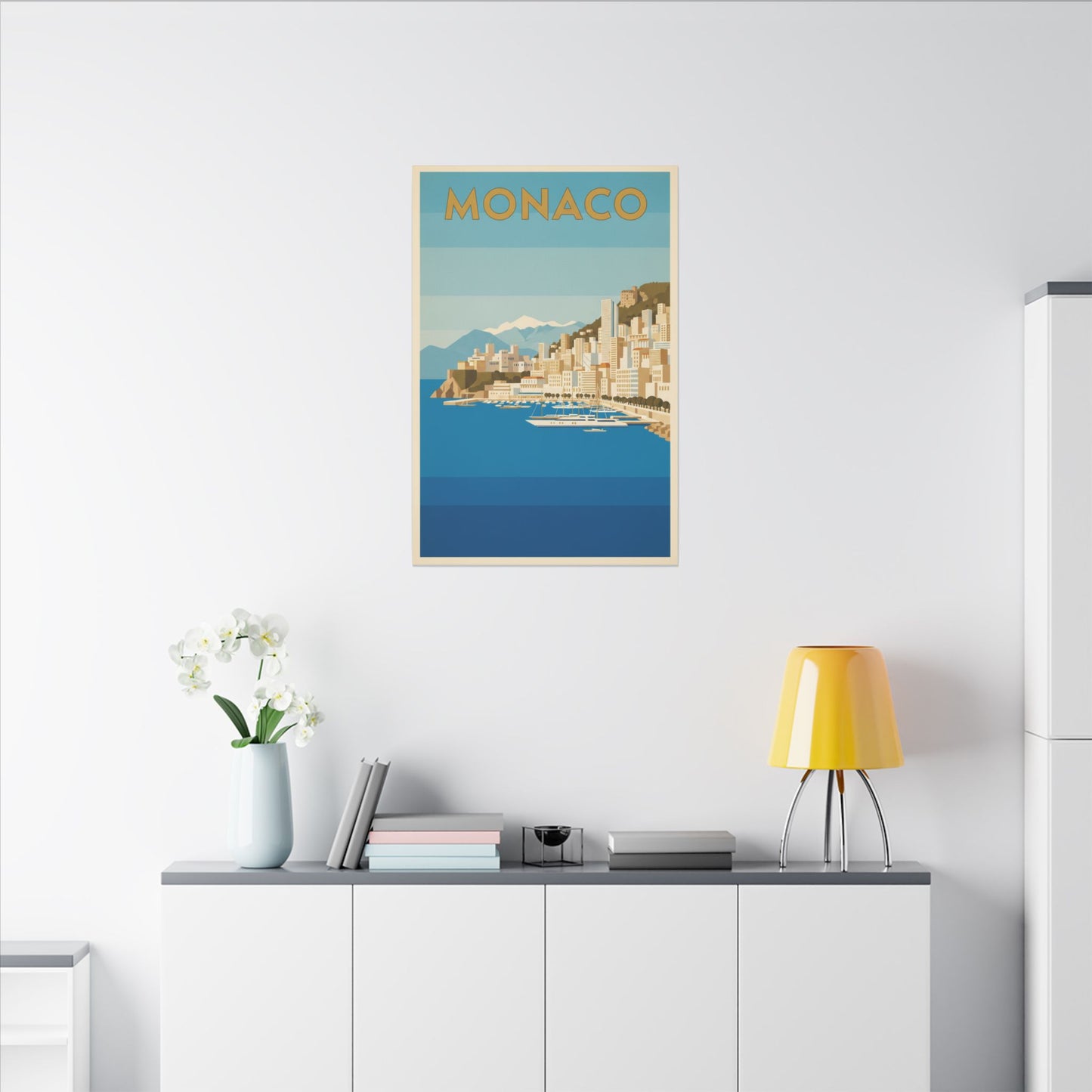 Monaco Coastal Vintage Travel Canvas Print