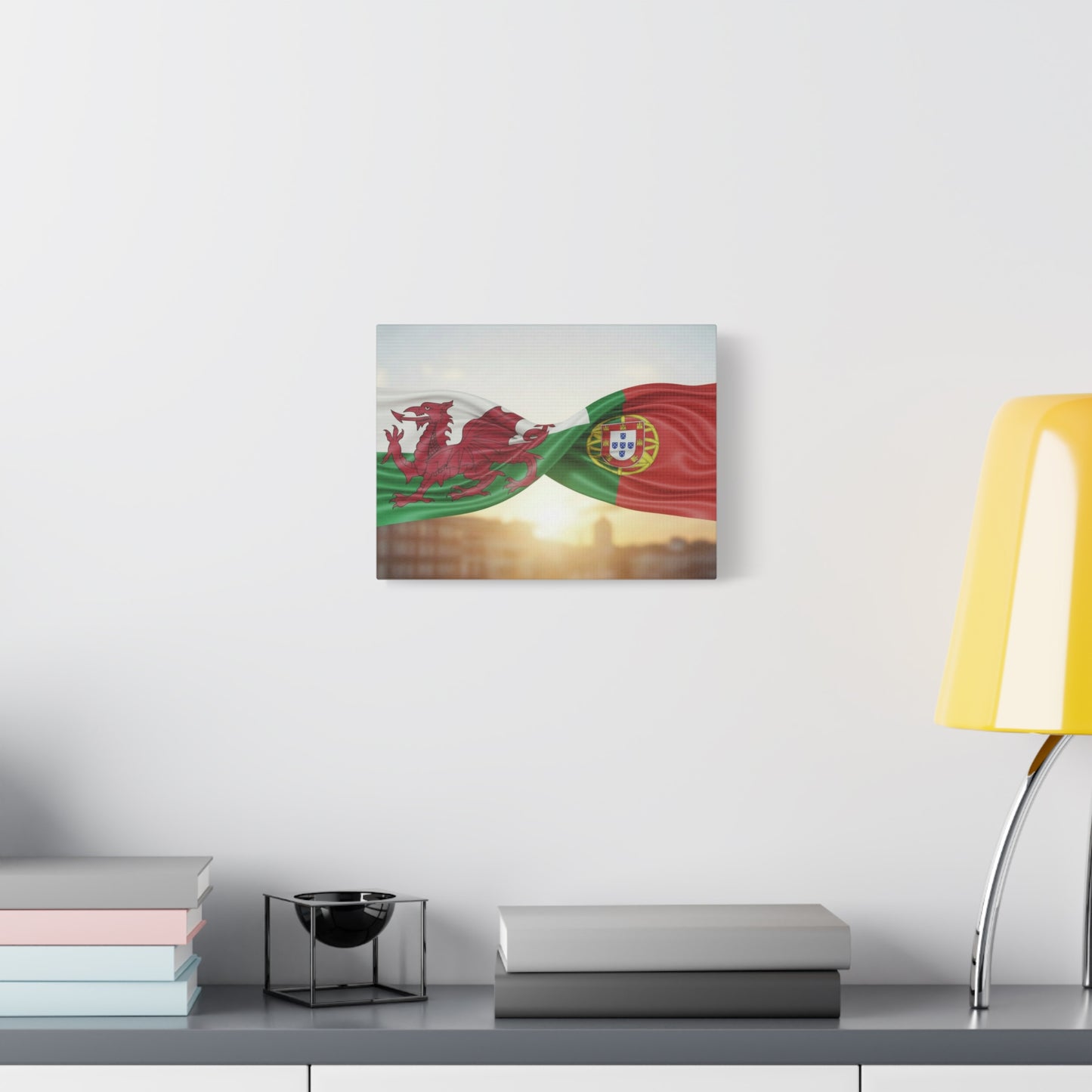 Welsh and Portuguese Flags Canvas Print — Dual-Nation Matte Stretched Wall Art