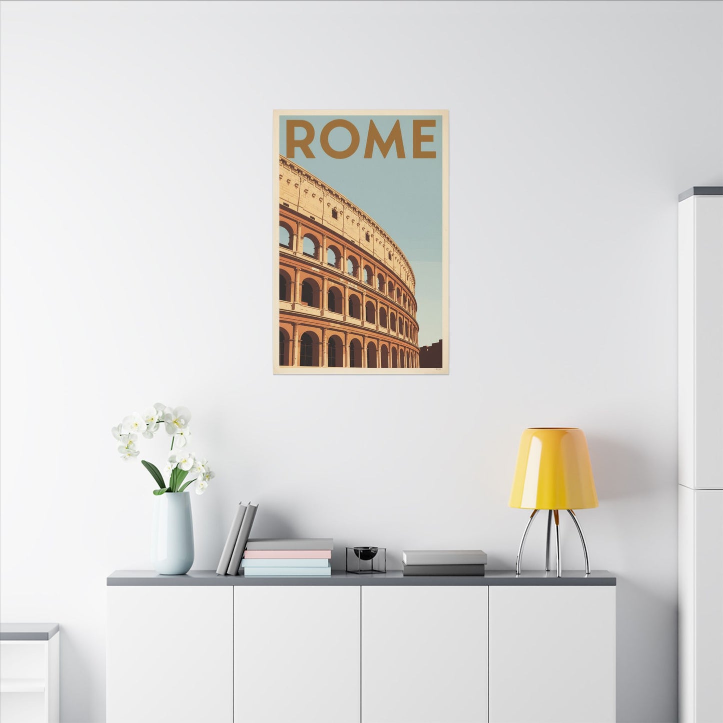 Rome Colosseum Vintage Travel Poster Matte Canvas Print