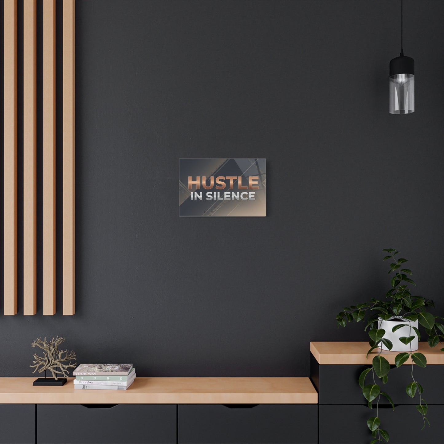 Hustle in Silence Matte Canvas Wall Art — Motivational Office Decor