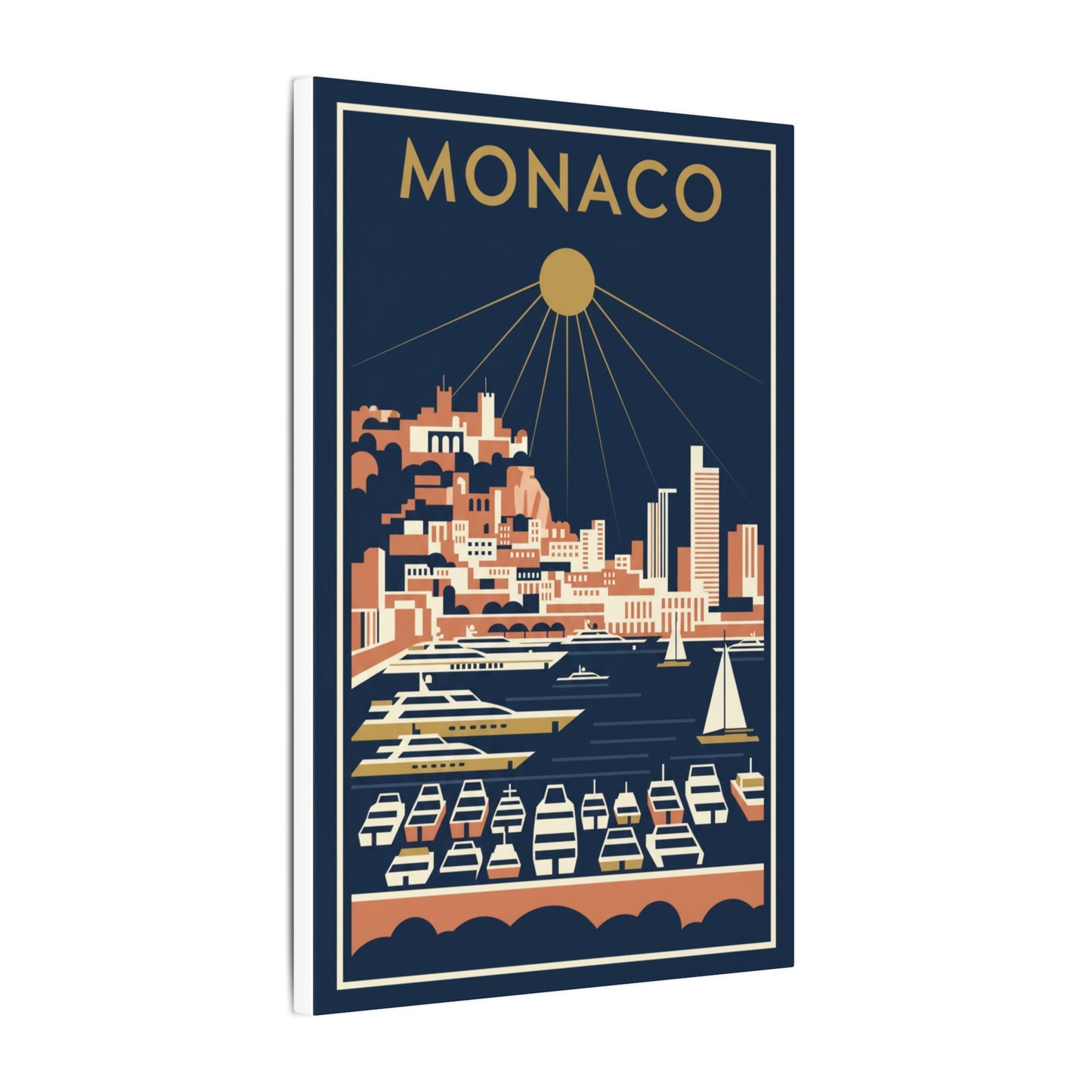 Monaco Harbour Vintage Travel Poster Canvas