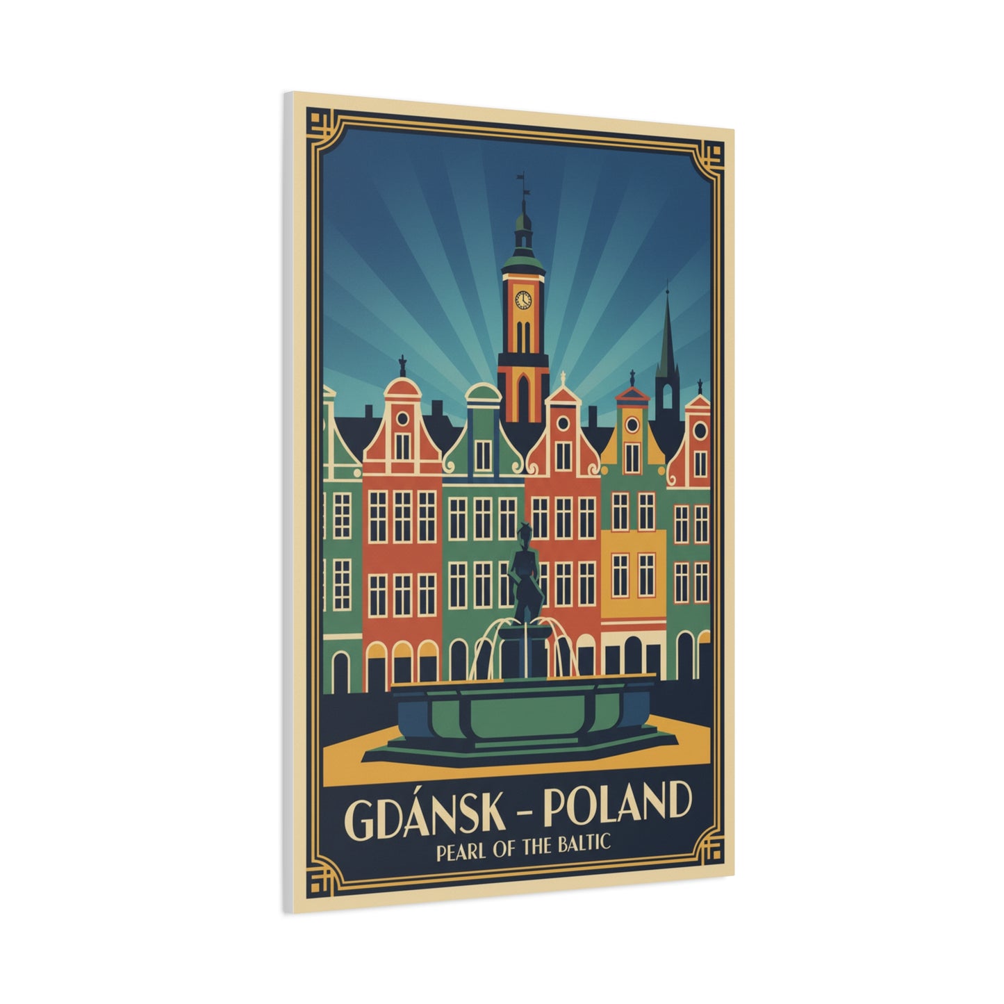 Gdańsk Poland Vintage Travel Poster Canvas