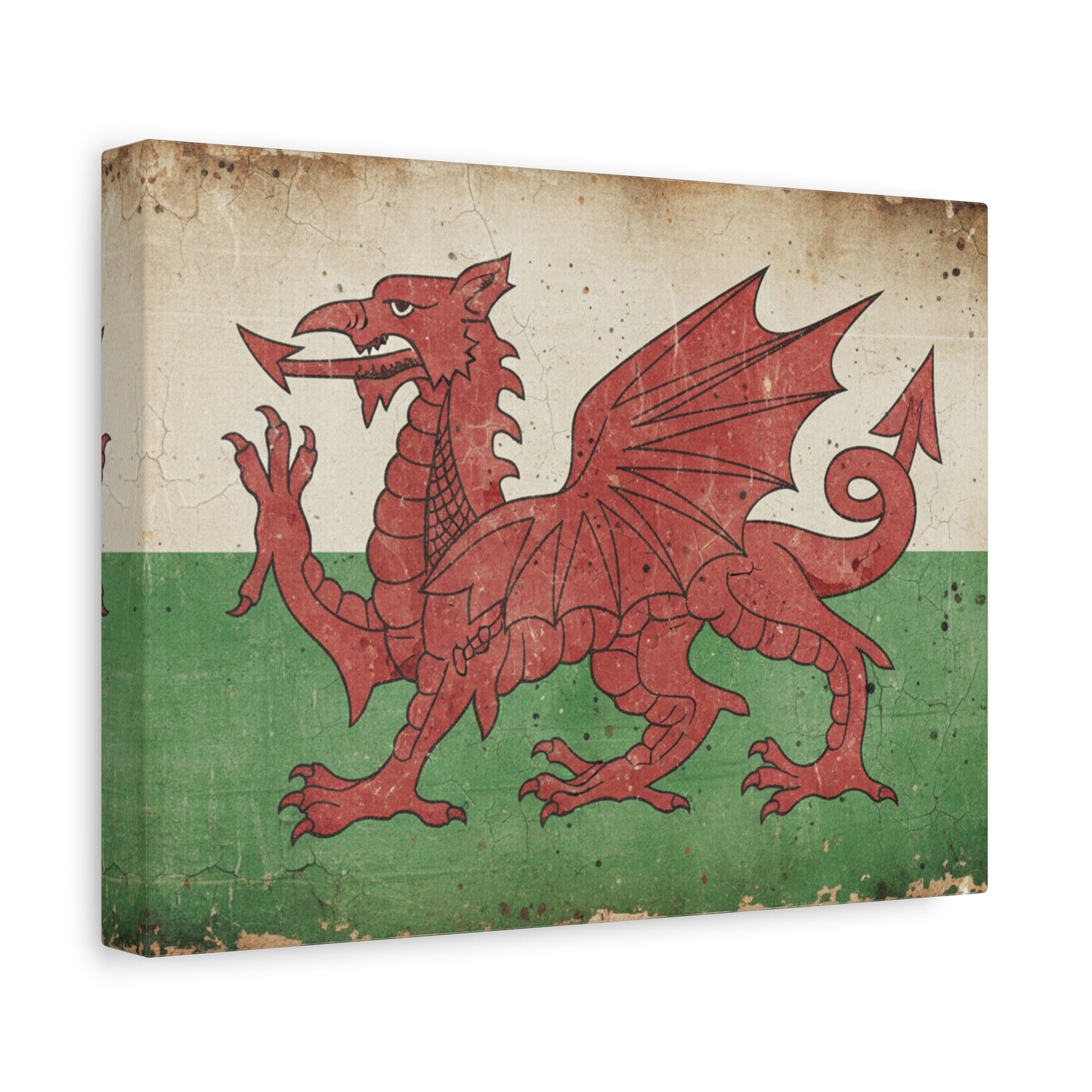 Welsh Flag Vintage Canvas Print — Stretched Matte Wall Art