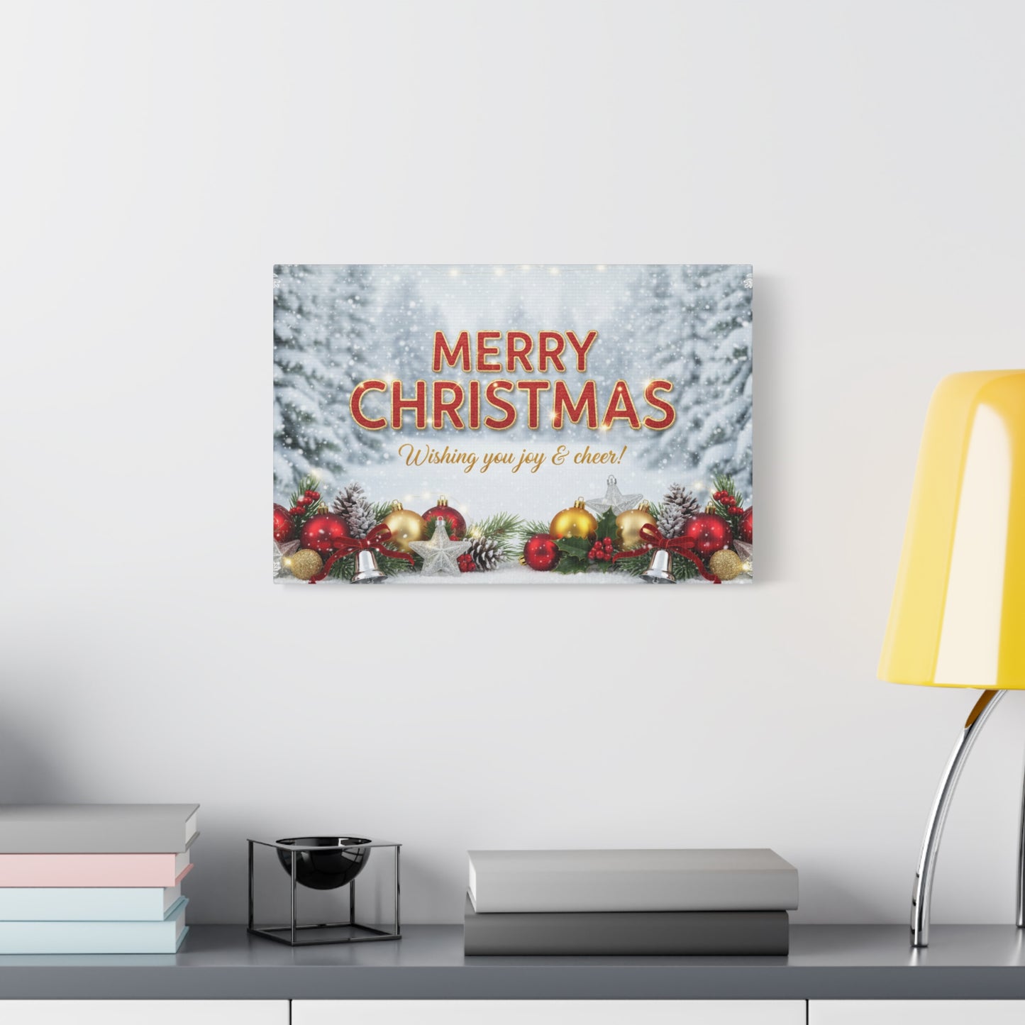 Christmas Canvas Wall Art — "Merry Christmas, Wishing You Joy & Cheer"