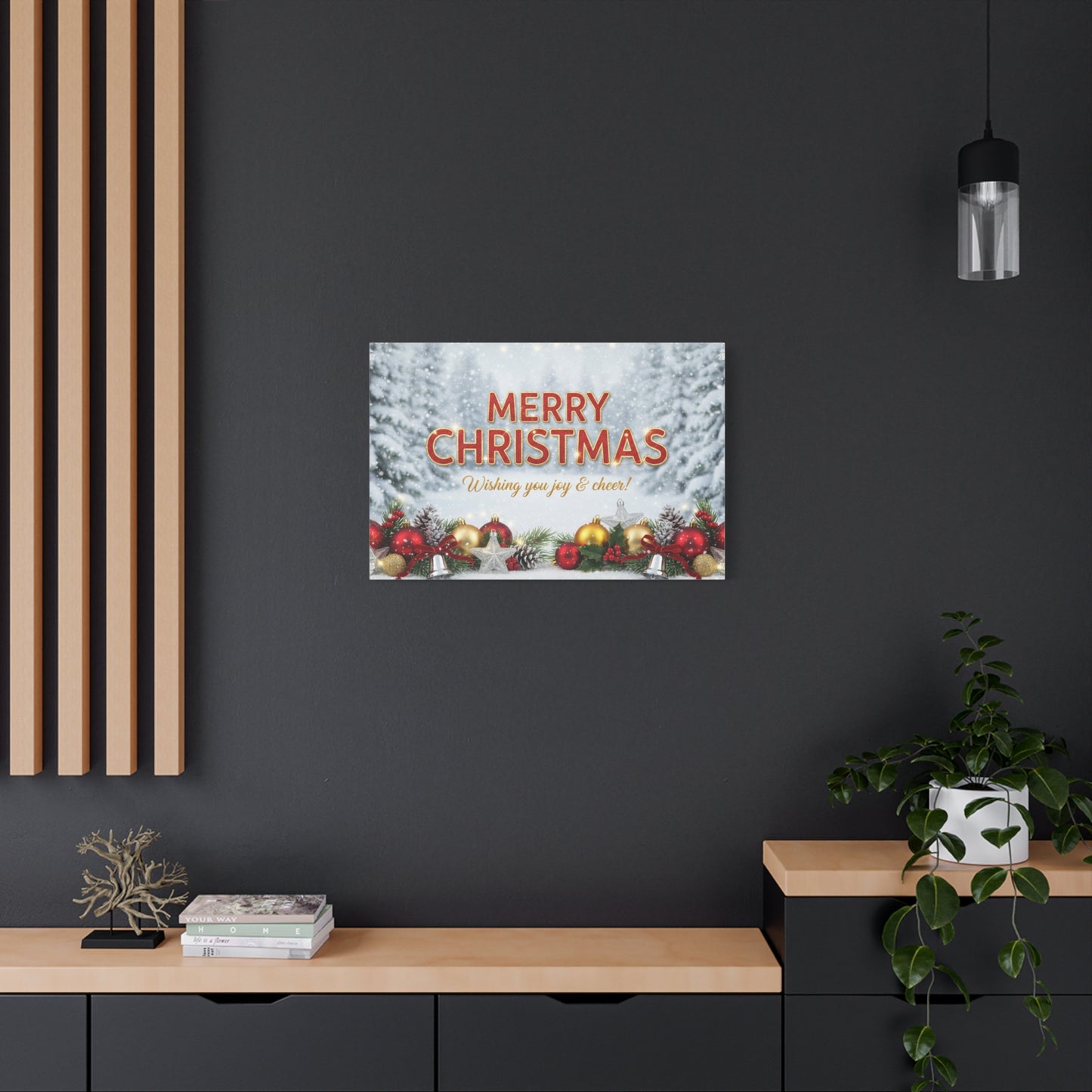 Christmas Canvas Wall Art — "Merry Christmas, Wishing You Joy & Cheer"