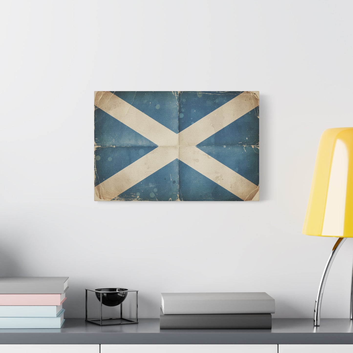 Scotland Flag Vintage Canvas Print — Distressed Saltire Wall Art