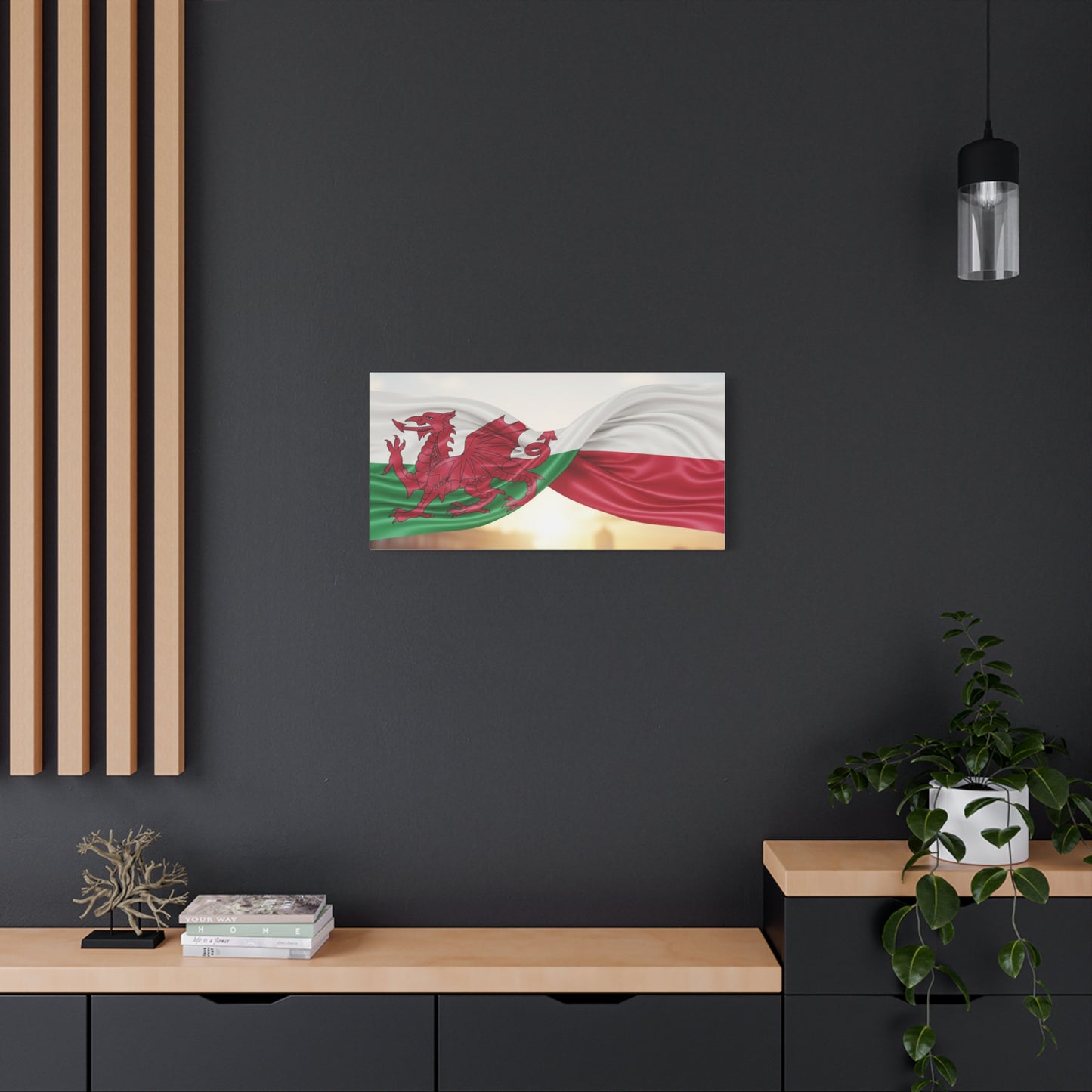 Welsh & Polish Flag Canvas Print — Stretched Matte Wall Art