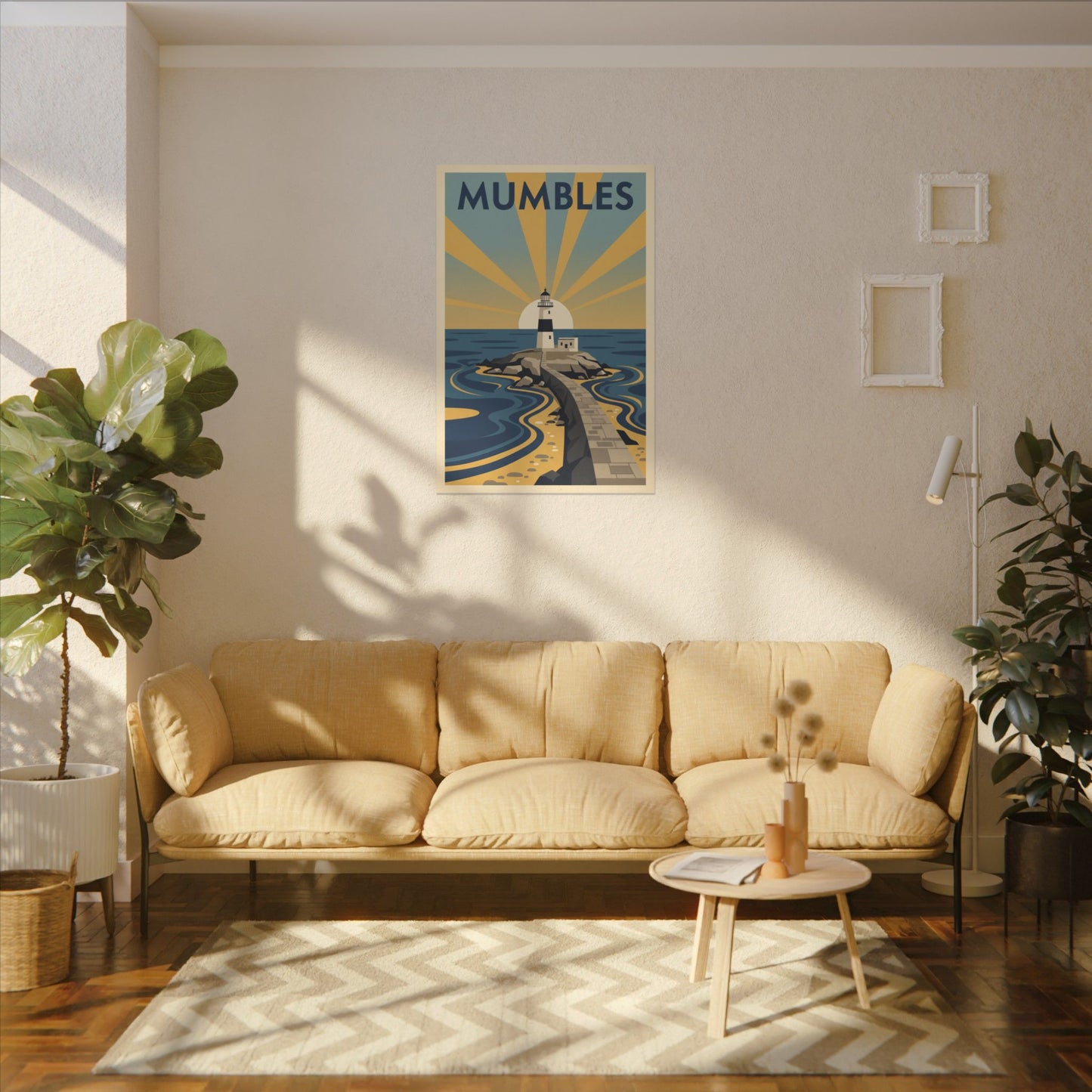 Mumbles Lighthouse Vintage Travel Poster Canvas
