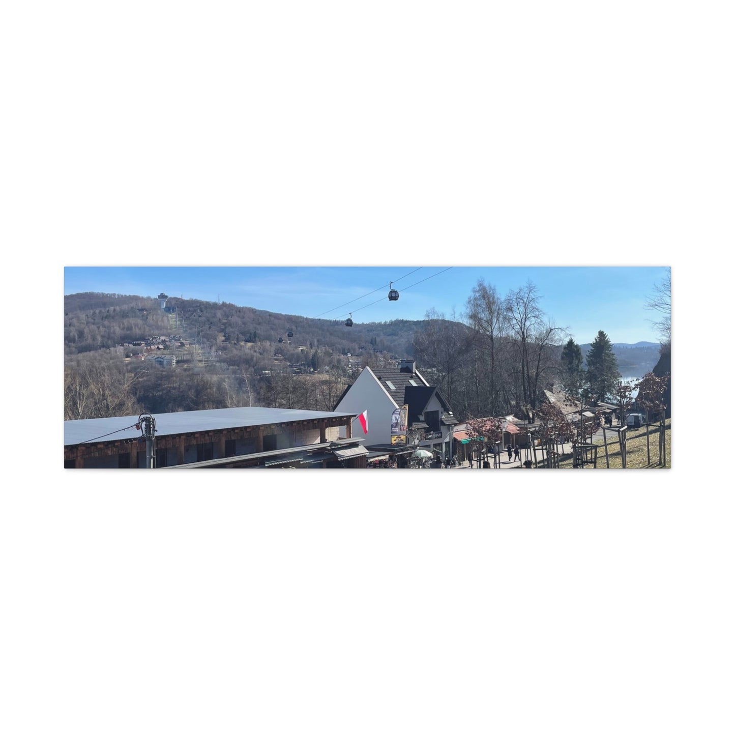 Resort Gondola Matte Canvas Wall Art — Mountain Village Landscape Print
