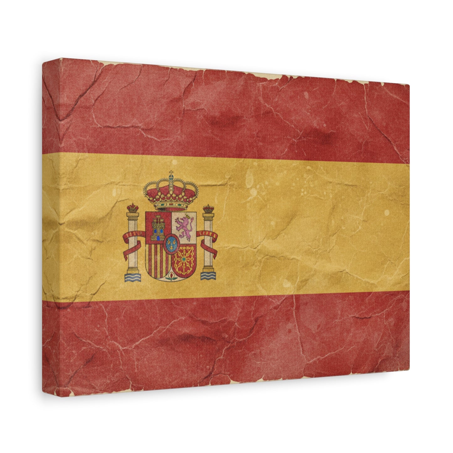 Spanish Flag Vintage Canvas Print — Matte Stretched Wall Art