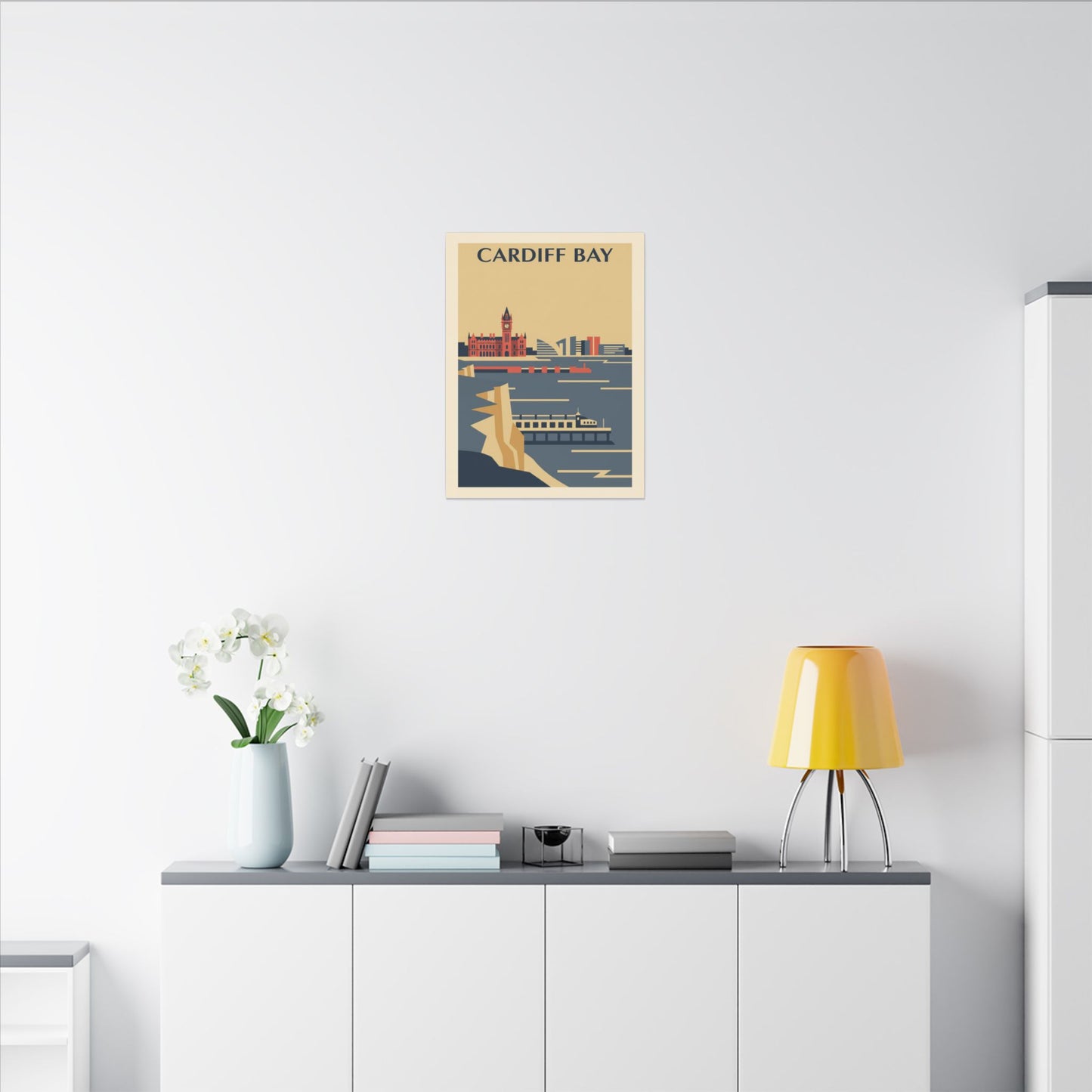 Cardiff Bay view from Penarth Retro Travel Poster Canvas