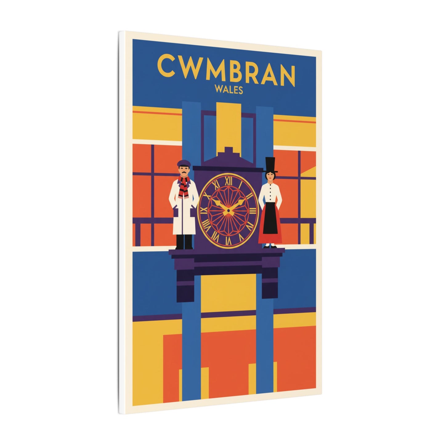 Cwmbran Wales Vintage Clock Tower Matte Canvas Print