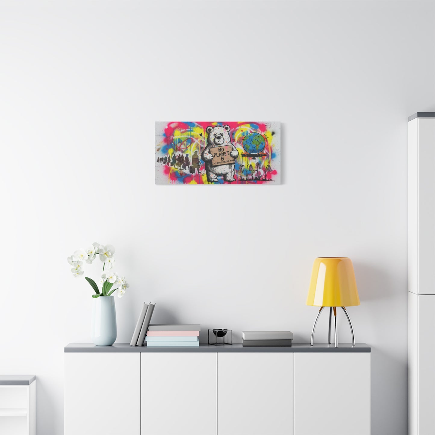 No Planet B Polar Bear Matte Canvas Wall Art — Climate Justice Stretched Canvas