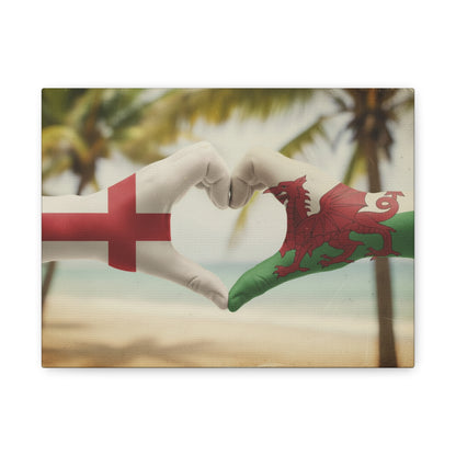 England and Wales heart flag canvas wall art