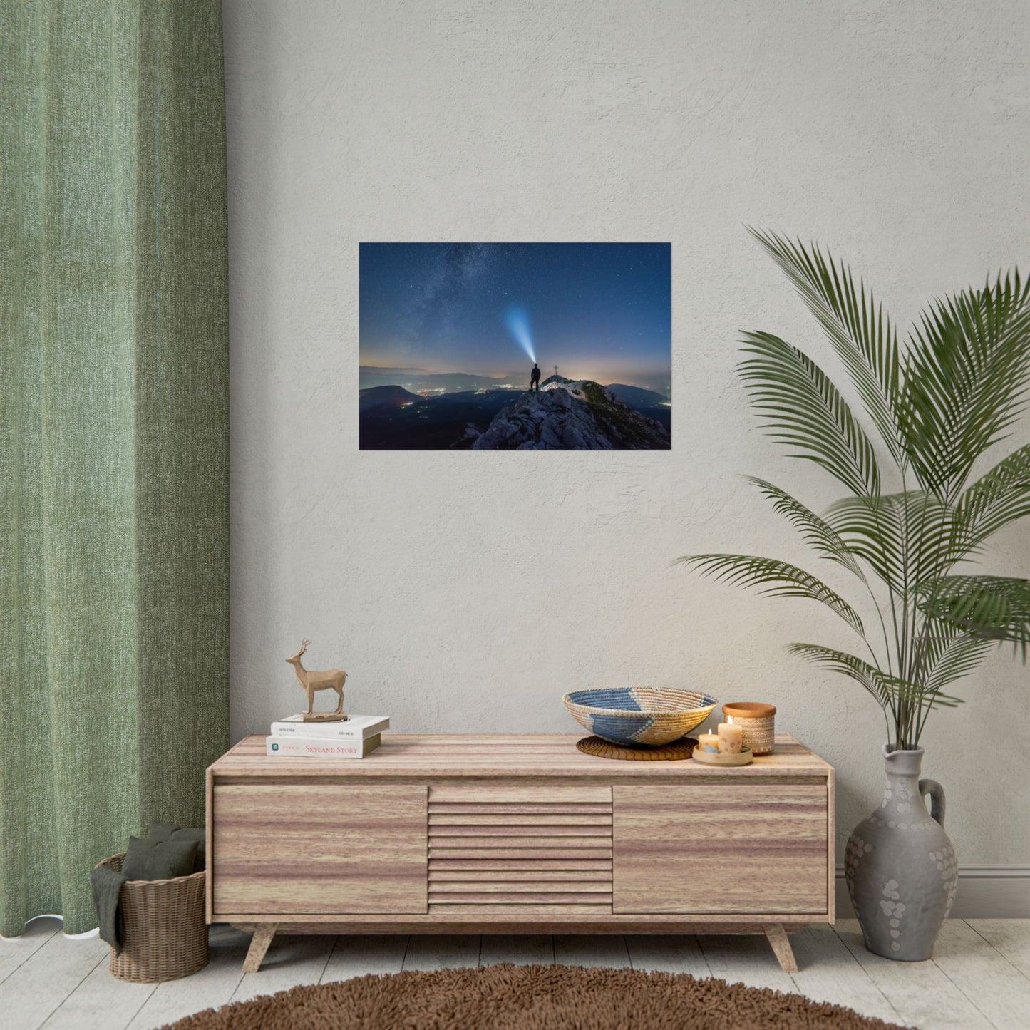 Night Peak Stargazing Landscape Rolled Poster