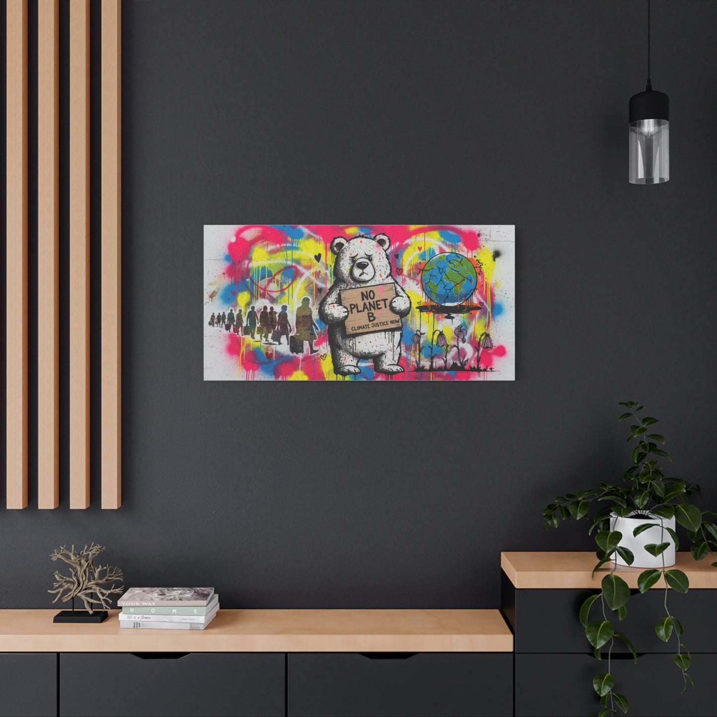 No Planet B Polar Bear Matte Canvas Wall Art — Climate Justice Stretched Canvas