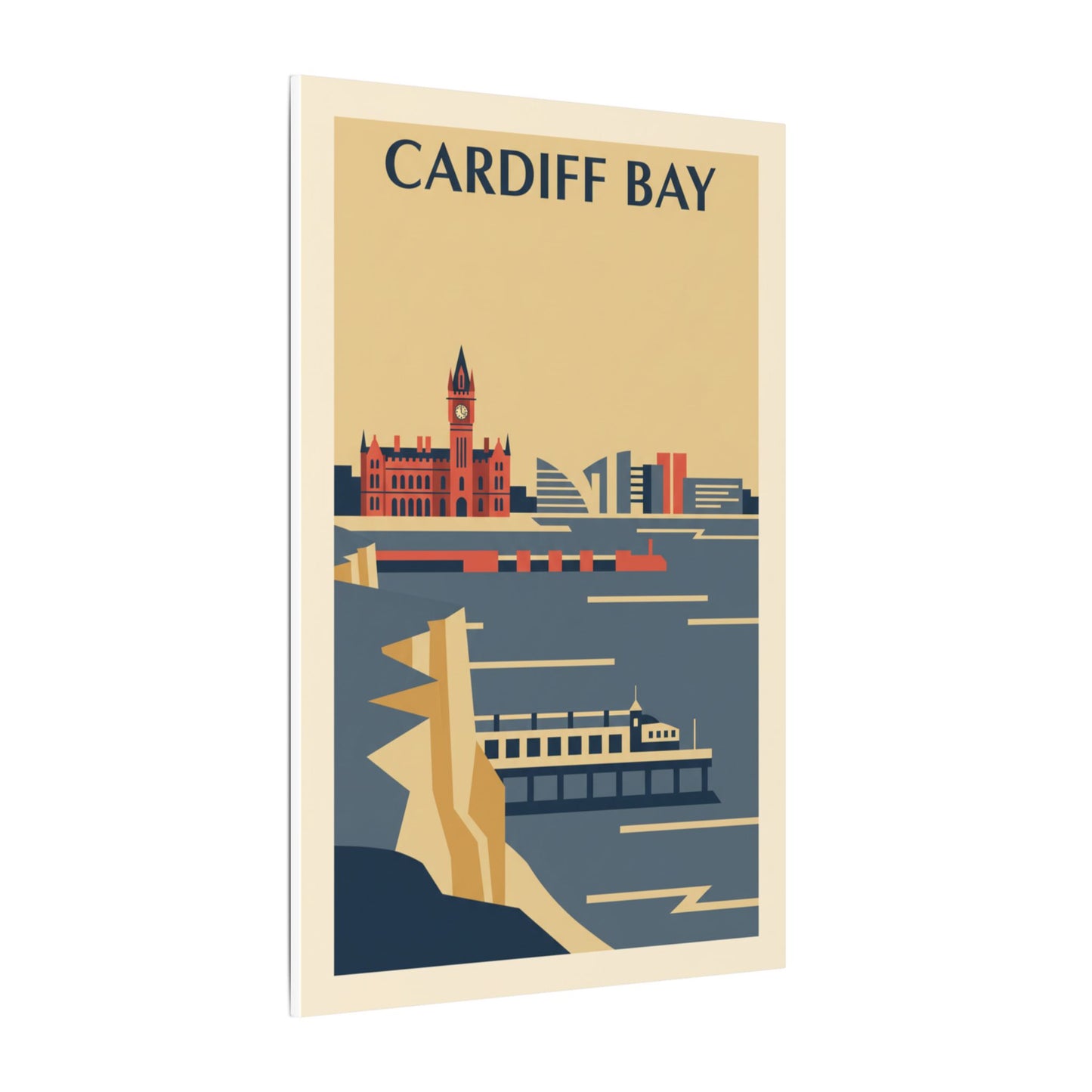 Cardiff Bay view from Penarth Retro Travel Poster Canvas