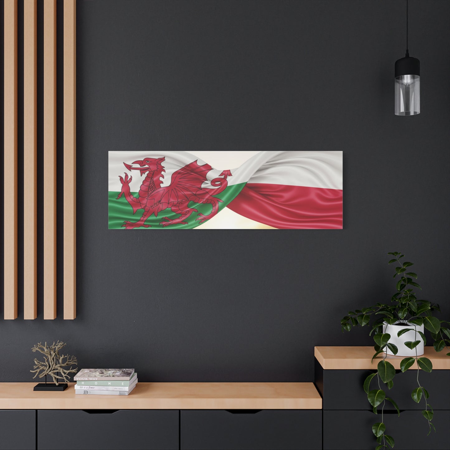Welsh & Polish Flag Canvas Print — Stretched Matte Wall Art