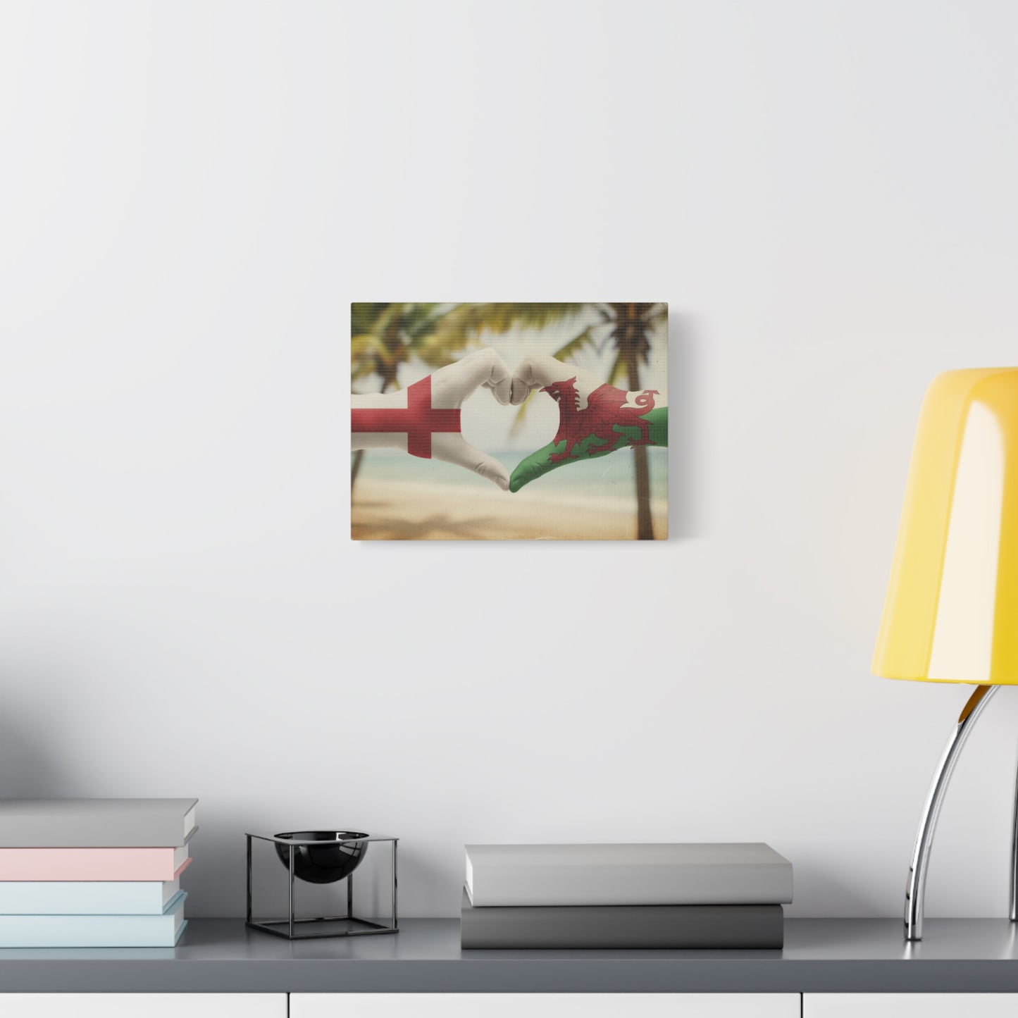 England & Wales Canvas Print — England & Wales Flag Heart Beach Wall Art