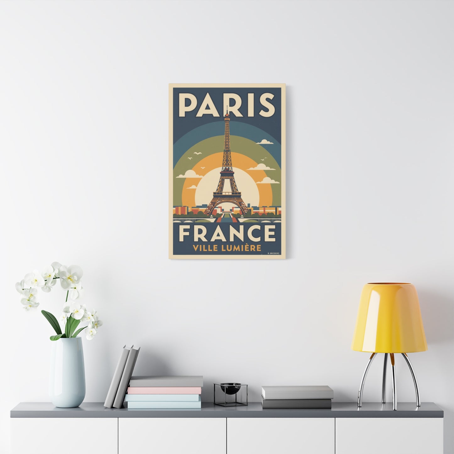 Paris France Eiffel Tower Vintage Poster Canvas