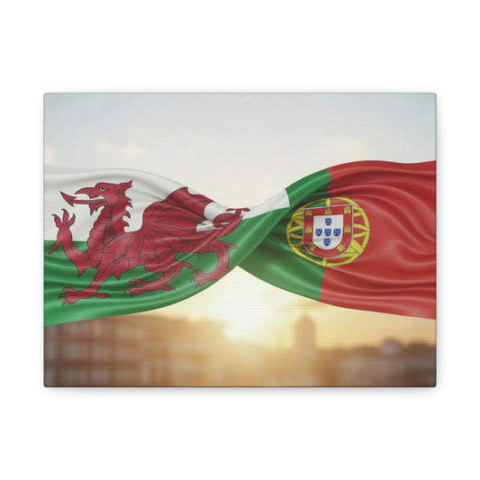 Welsh and Portuguese Flags Canvas Print — Dual-Nation Matte Stretched Wall Art