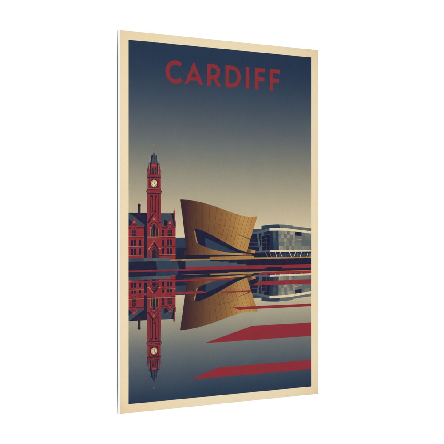 Cardiff Bay waterfront Matte Canvas Print Stretched Wall Art