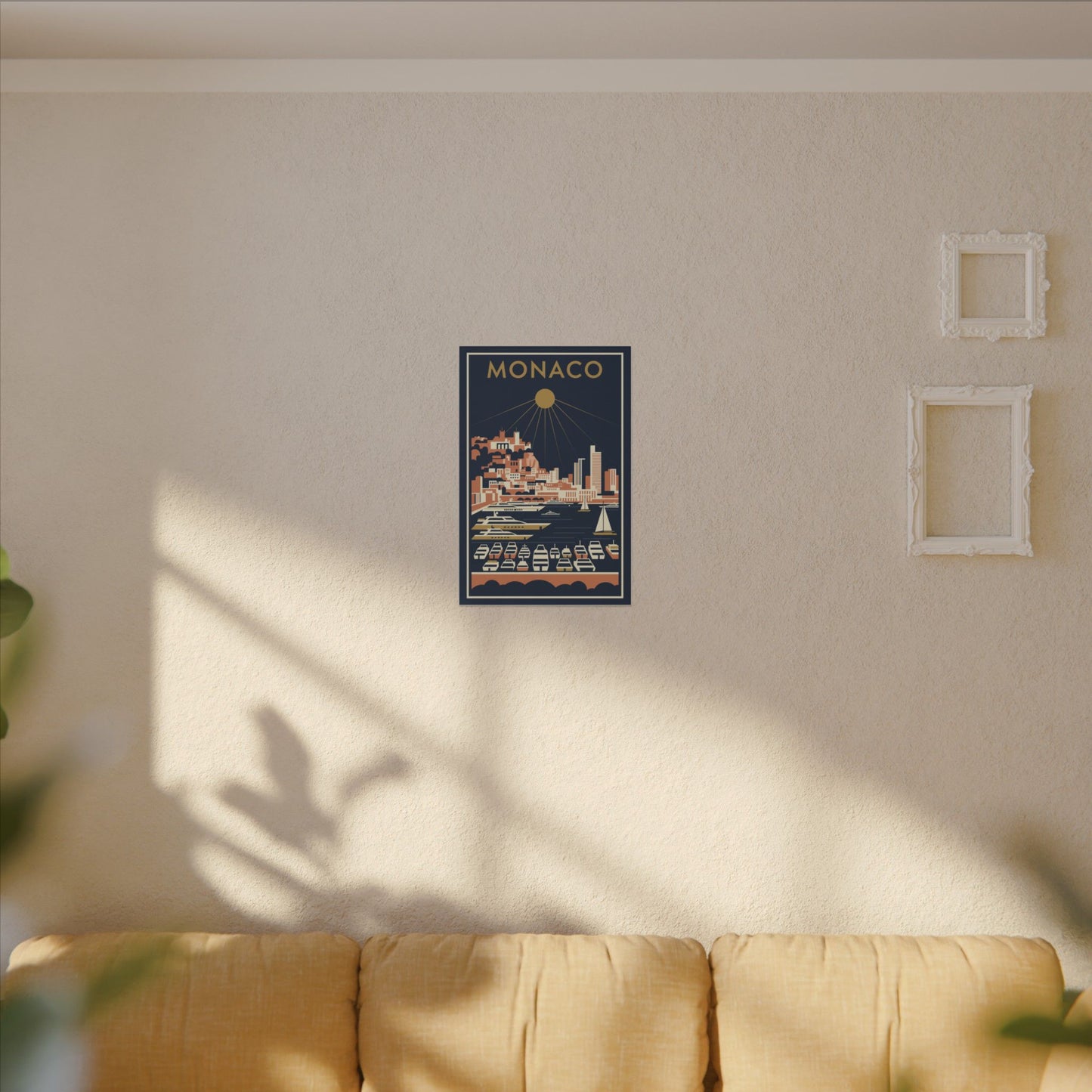 Monaco Harbour Vintage Travel Poster Canvas