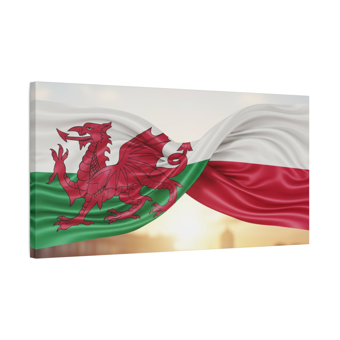 Welsh & Polish Flag Canvas Print — Stretched Matte Wall Art