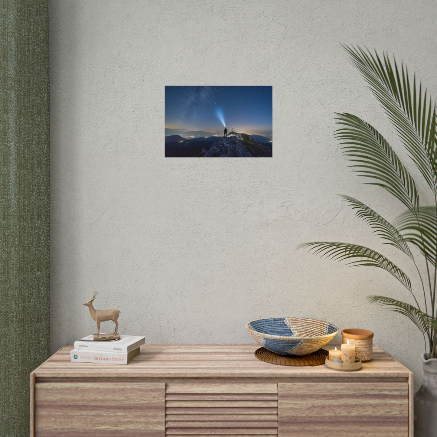 Night Peak Stargazing Landscape Rolled Poster