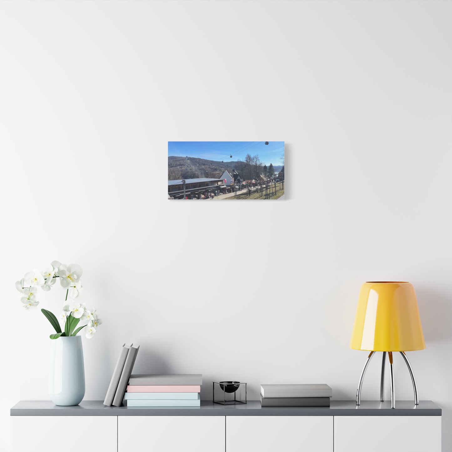 Resort Gondola Matte Canvas Wall Art — Mountain Village Landscape Print