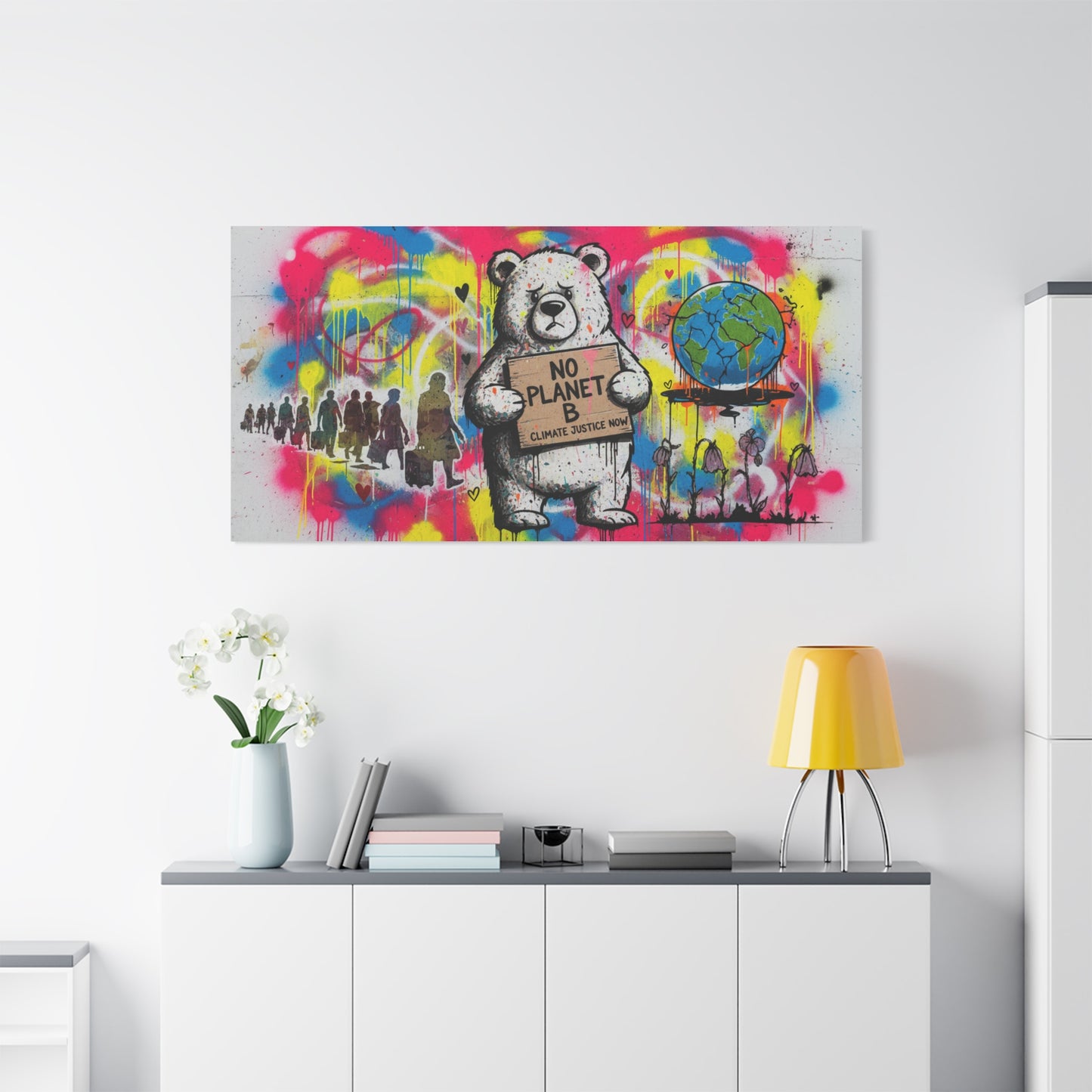 No Planet B Polar Bear Matte Canvas Wall Art — Climate Justice Stretched Canvas