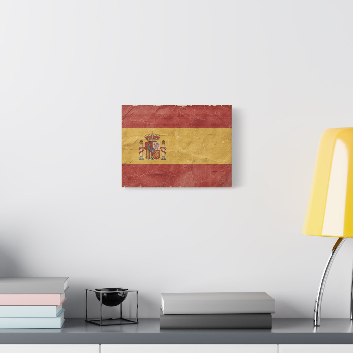 Spanish Flag Vintage Canvas Print — Matte Stretched Wall Art