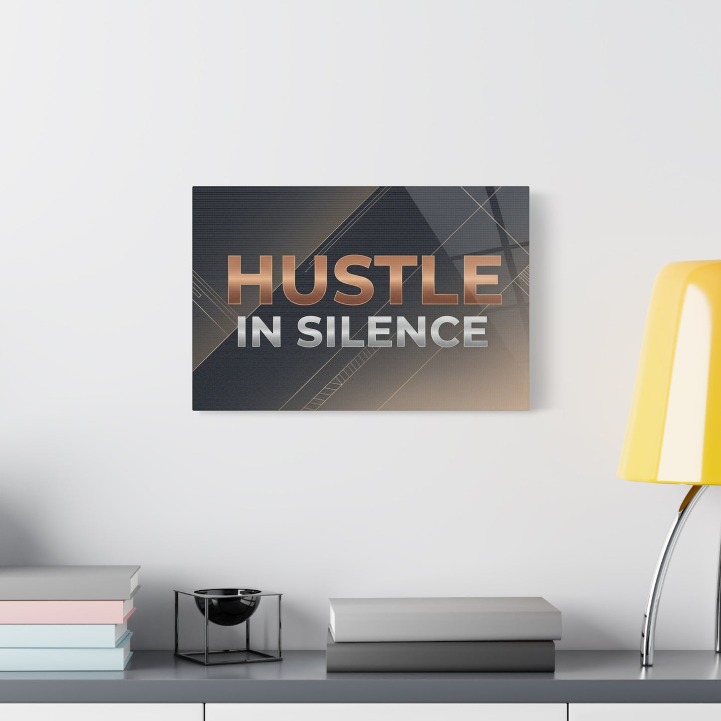 Hustle in Silence Matte Canvas Wall Art — Motivational Office Decor