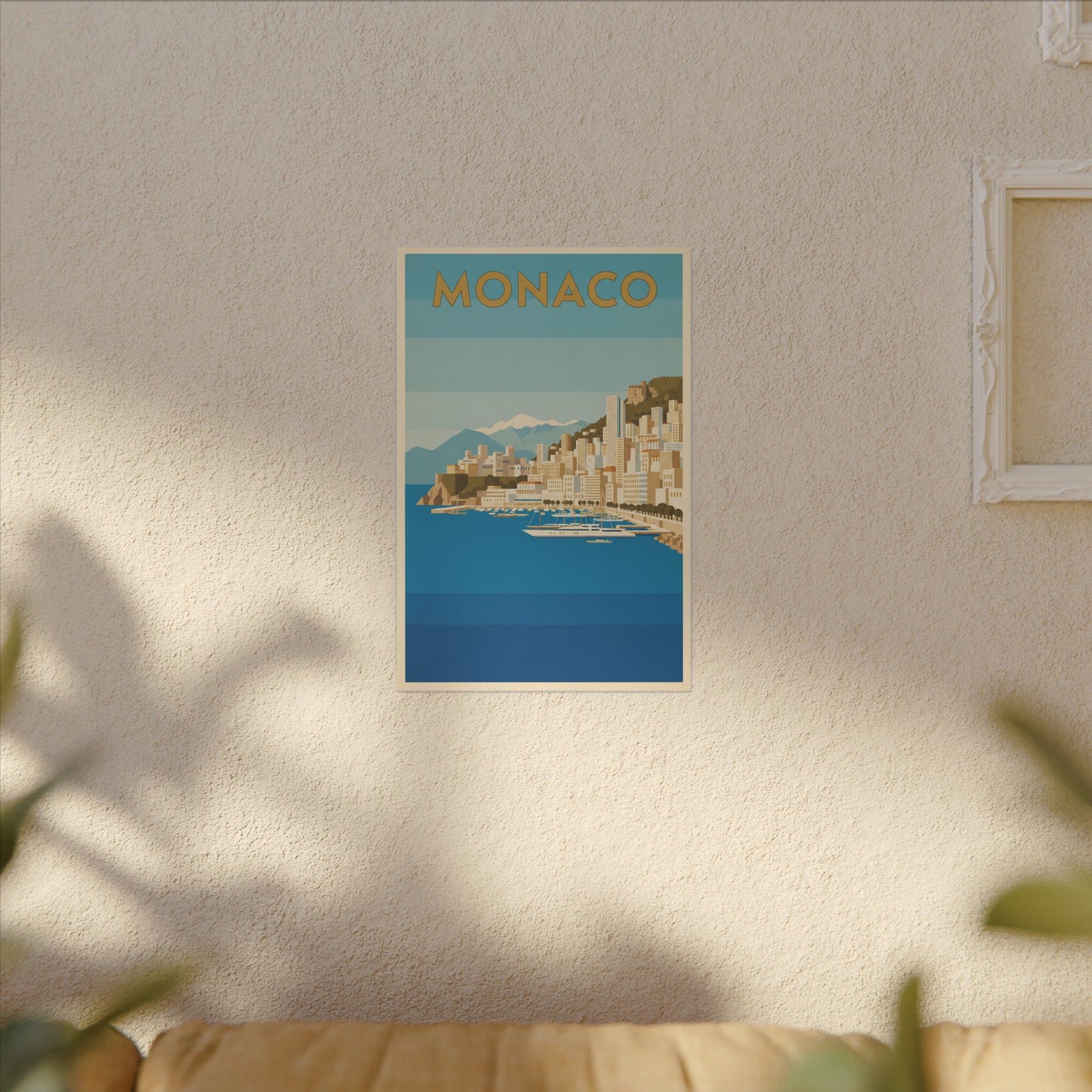 Monaco Coastal Vintage Travel Canvas Print