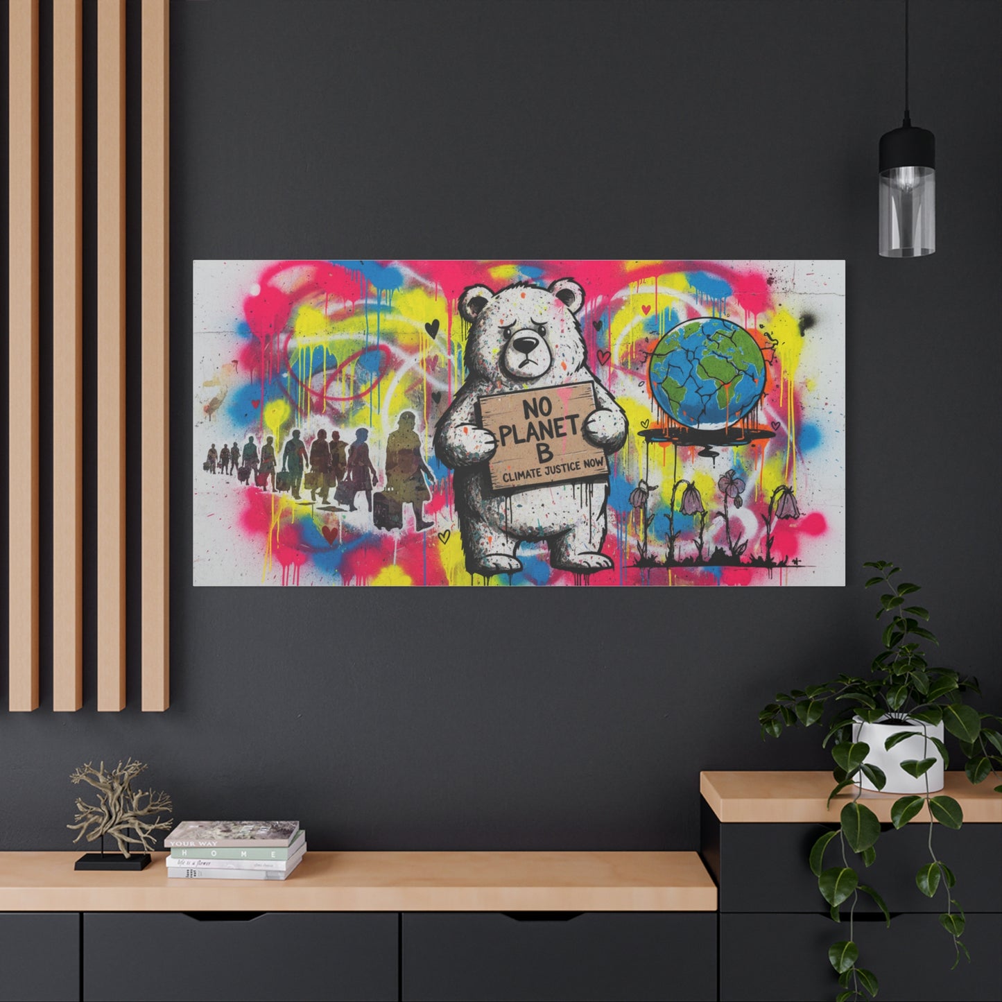 No Planet B Polar Bear Matte Canvas Wall Art — Climate Justice Stretched Canvas