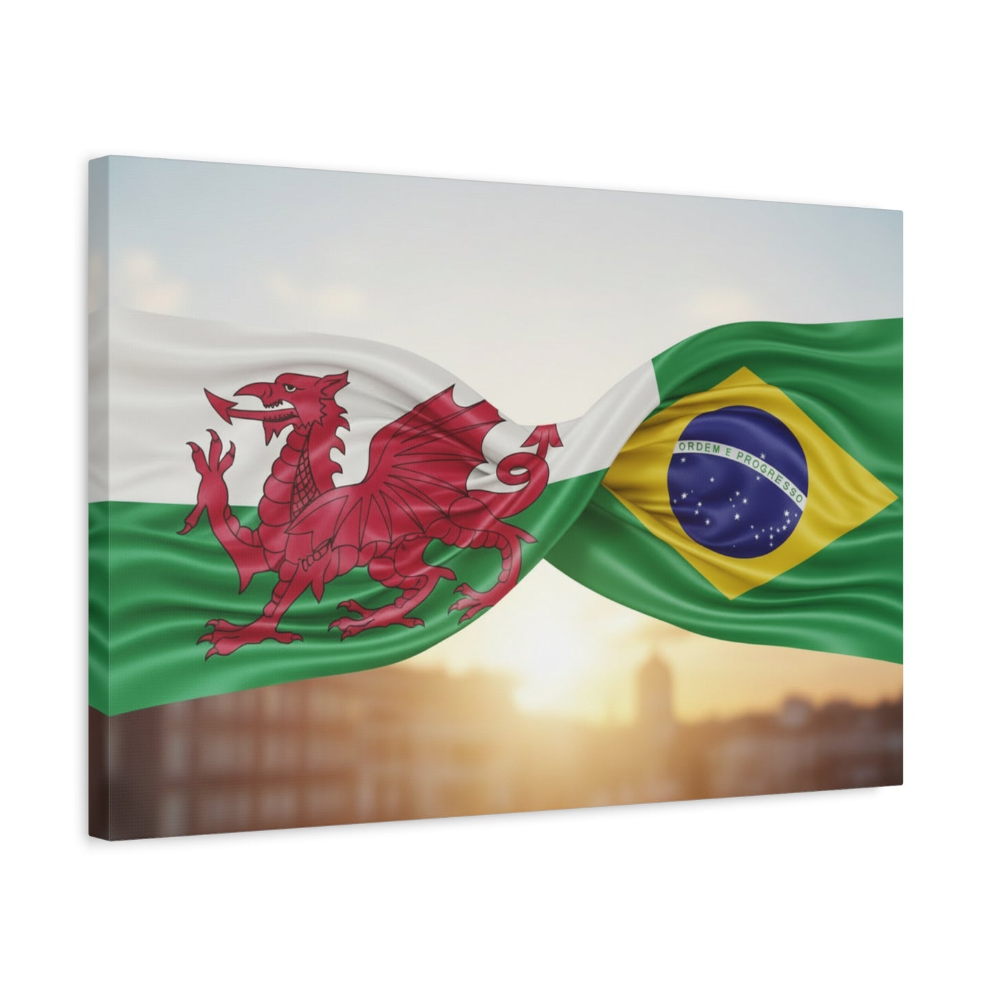 Wales × Brazil Flag Canvas Print — Stretched Matte Wall Art