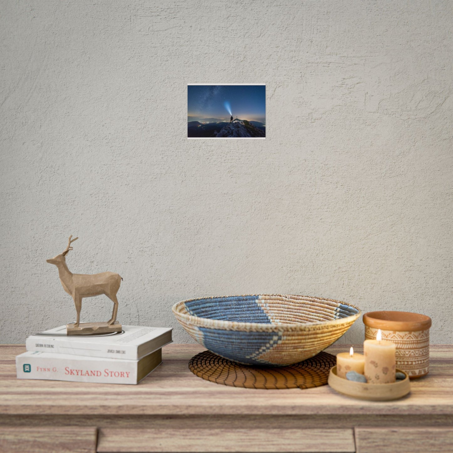 Night Peak Stargazing Landscape Rolled Poster