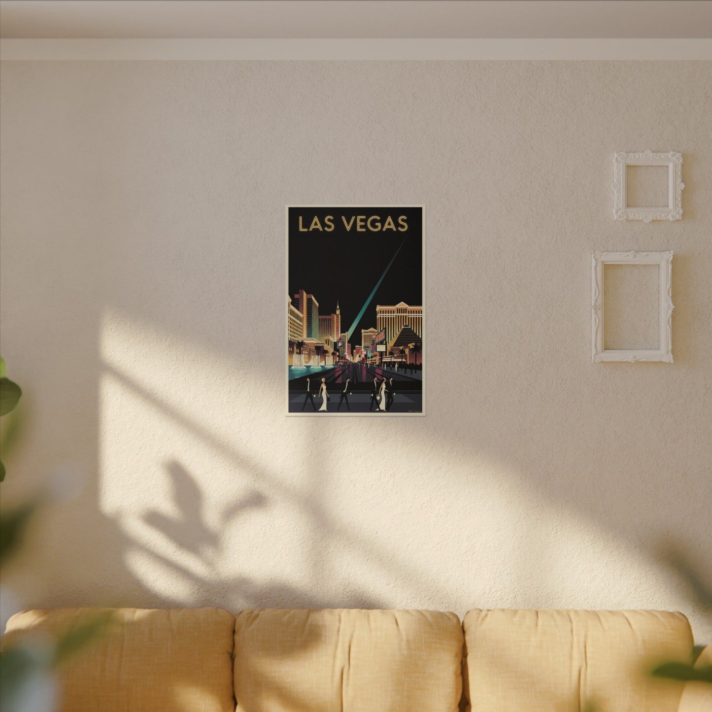 Las Vegas Retro Travel Canvas Print Vintage Night Strip Wall Art