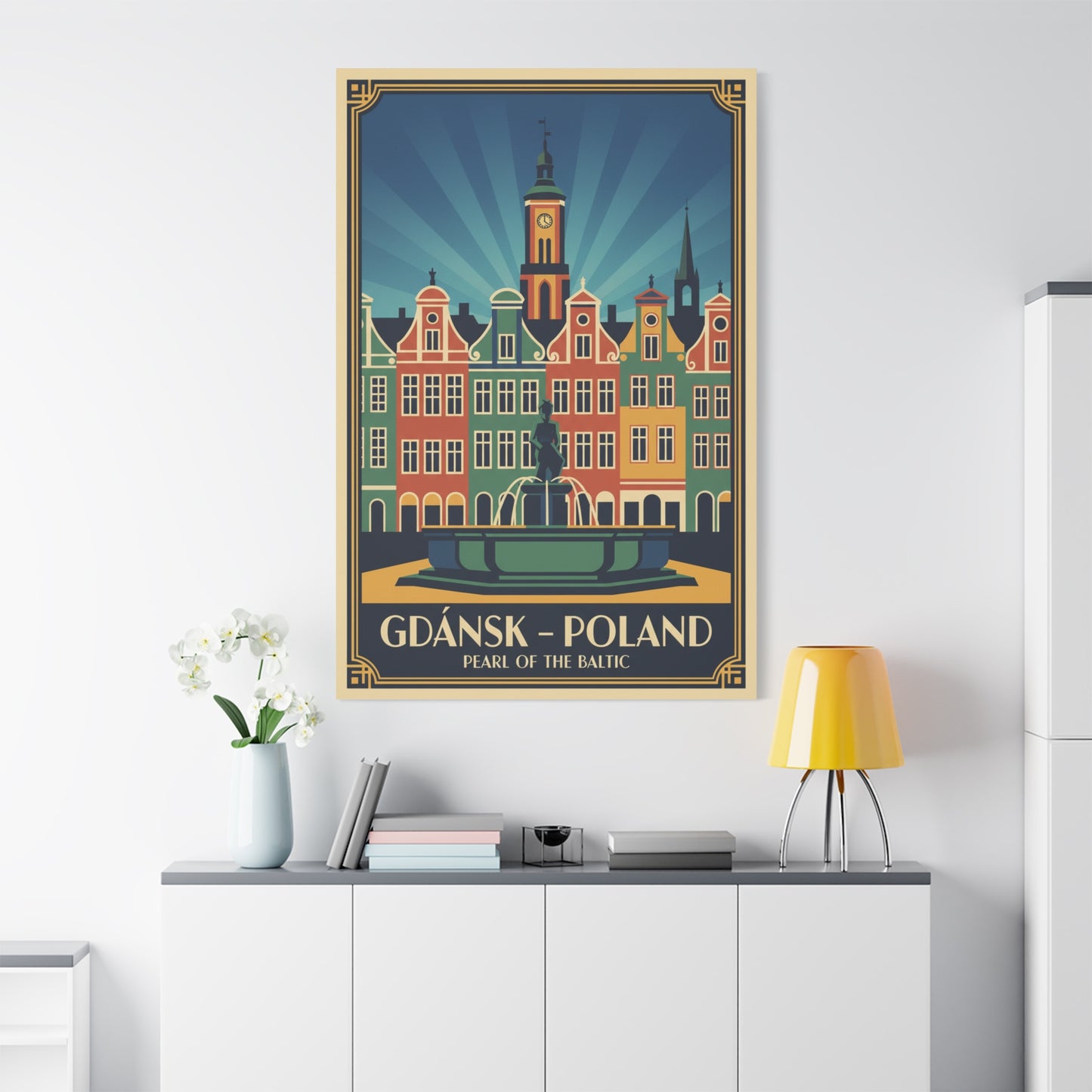Gdańsk Poland Vintage Travel Poster Canvas