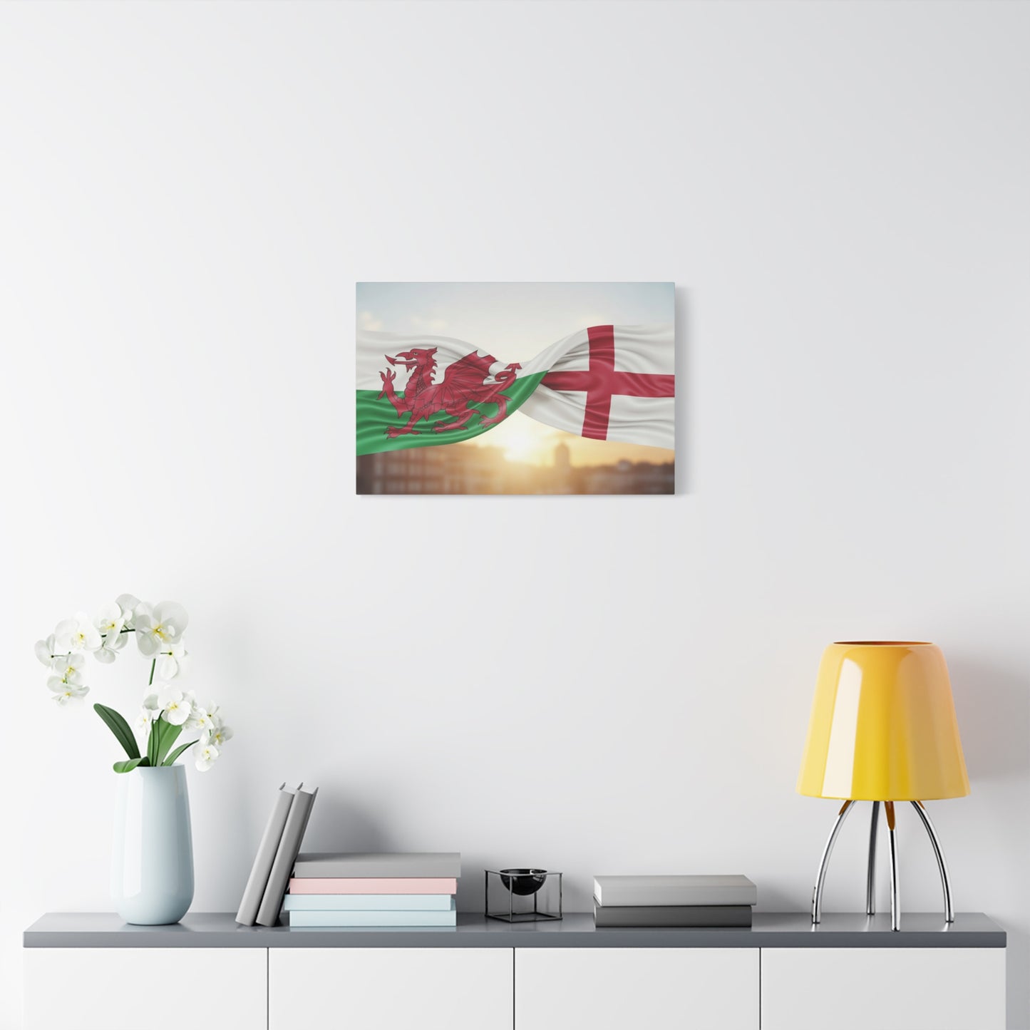 Welsh Dragon & St George Cross Matte Stretched Wall Art