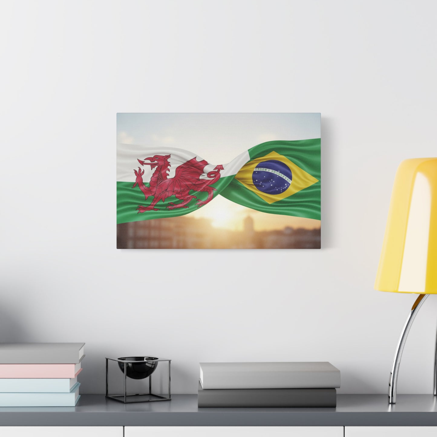 Wales × Brazil Flag Canvas Print — Stretched Matte Wall Art