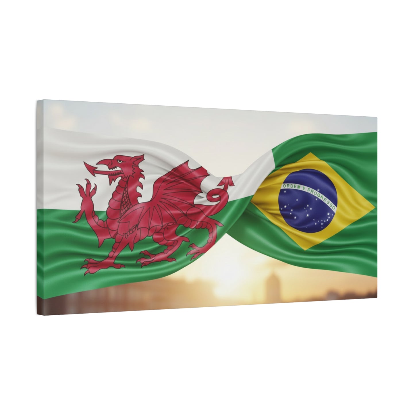 Wales × Brazil Flag Canvas Print — Stretched Matte Wall Art