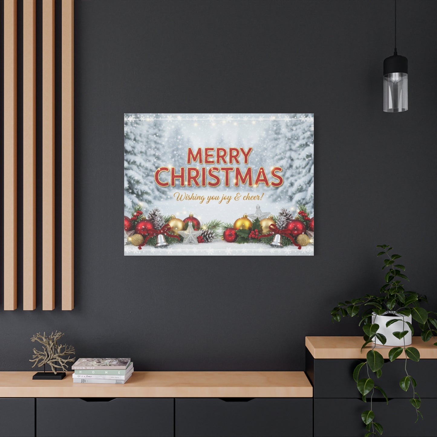 Christmas Canvas Wall Art — "Merry Christmas, Wishing You Joy & Cheer"