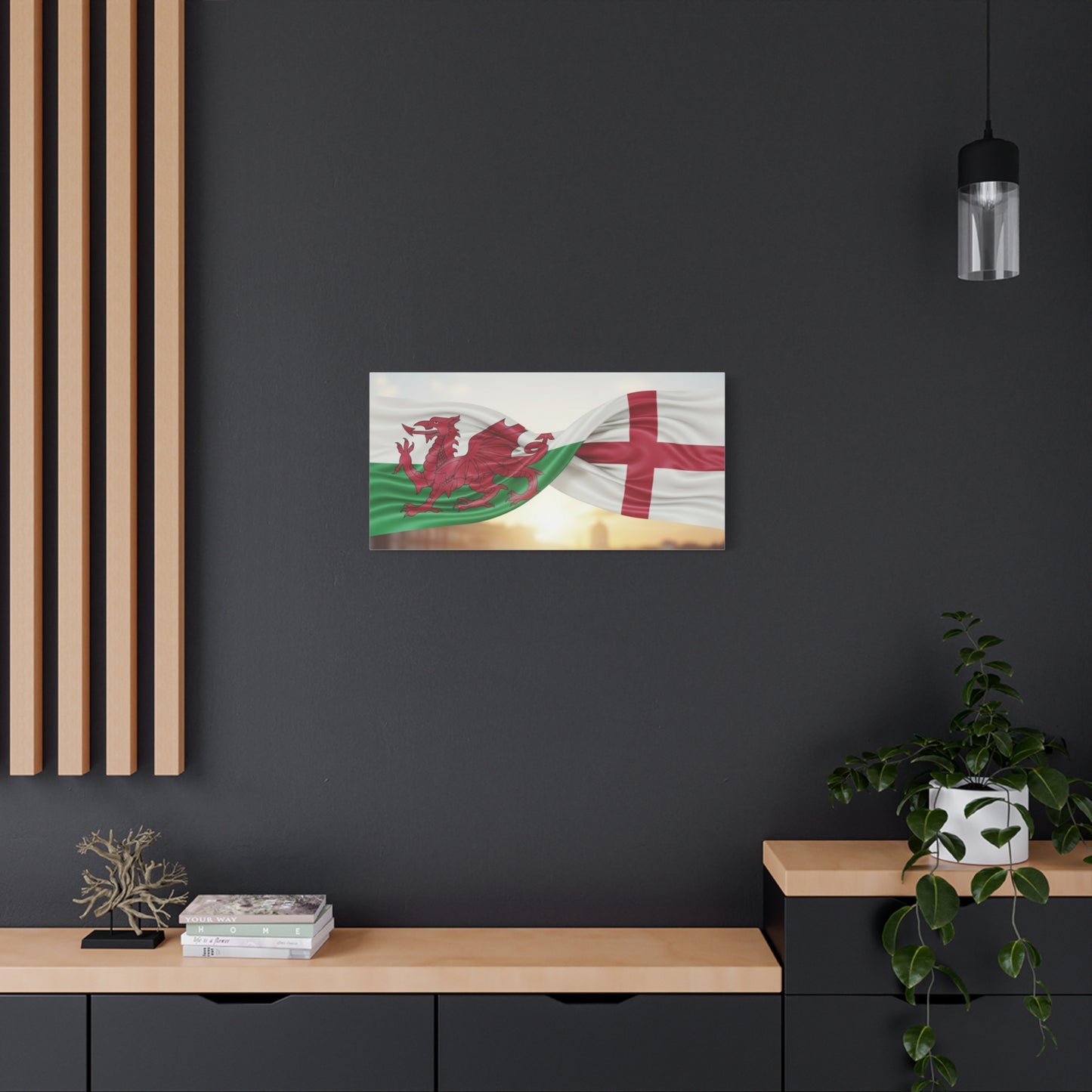 Welsh Dragon & St George Cross Matte Stretched Wall Art