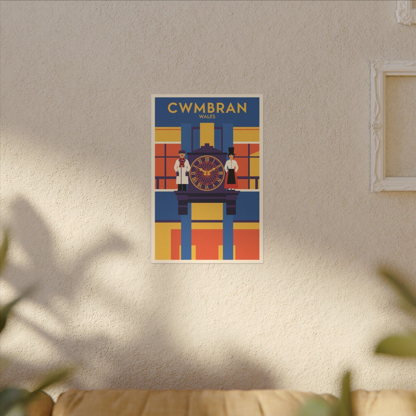 Cwmbran Wales Vintage Clock Tower Matte Canvas Print