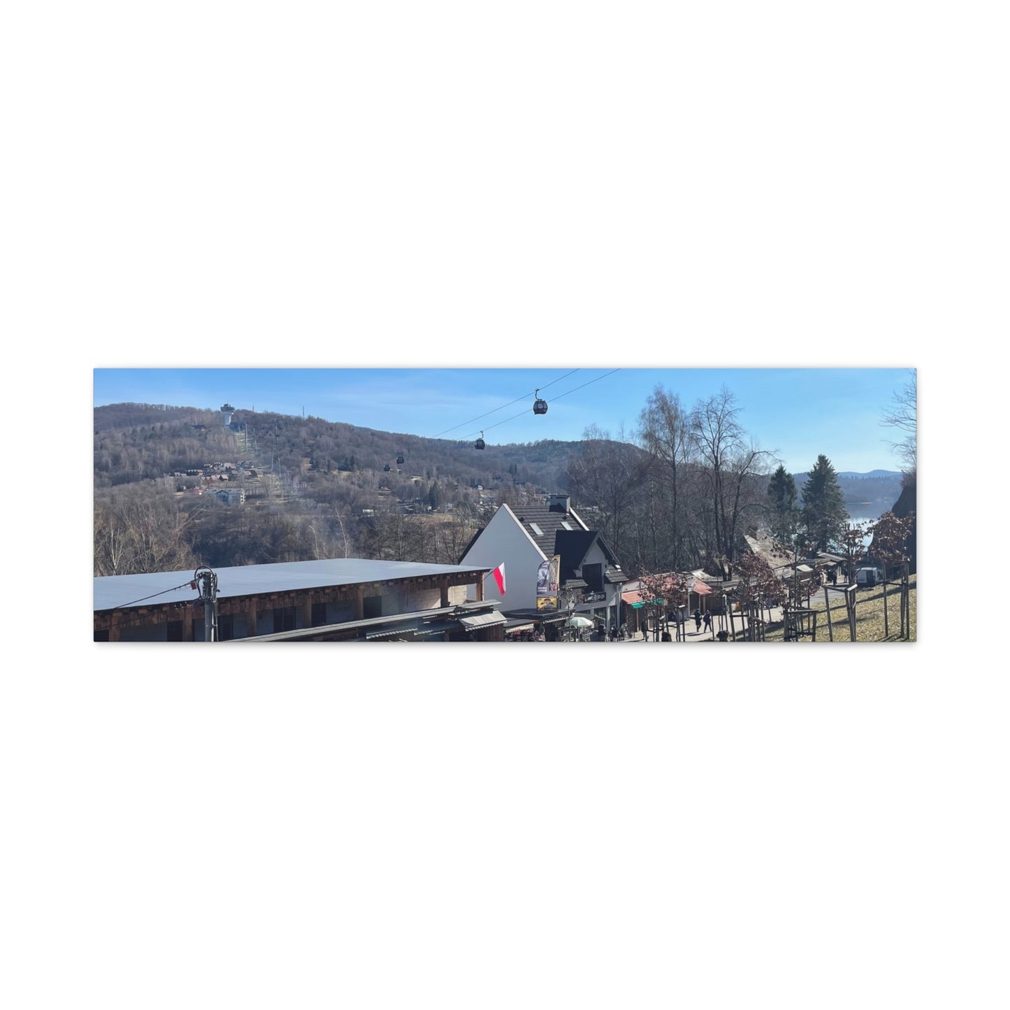 Resort Gondola Matte Canvas Wall Art — Mountain Village Landscape Print