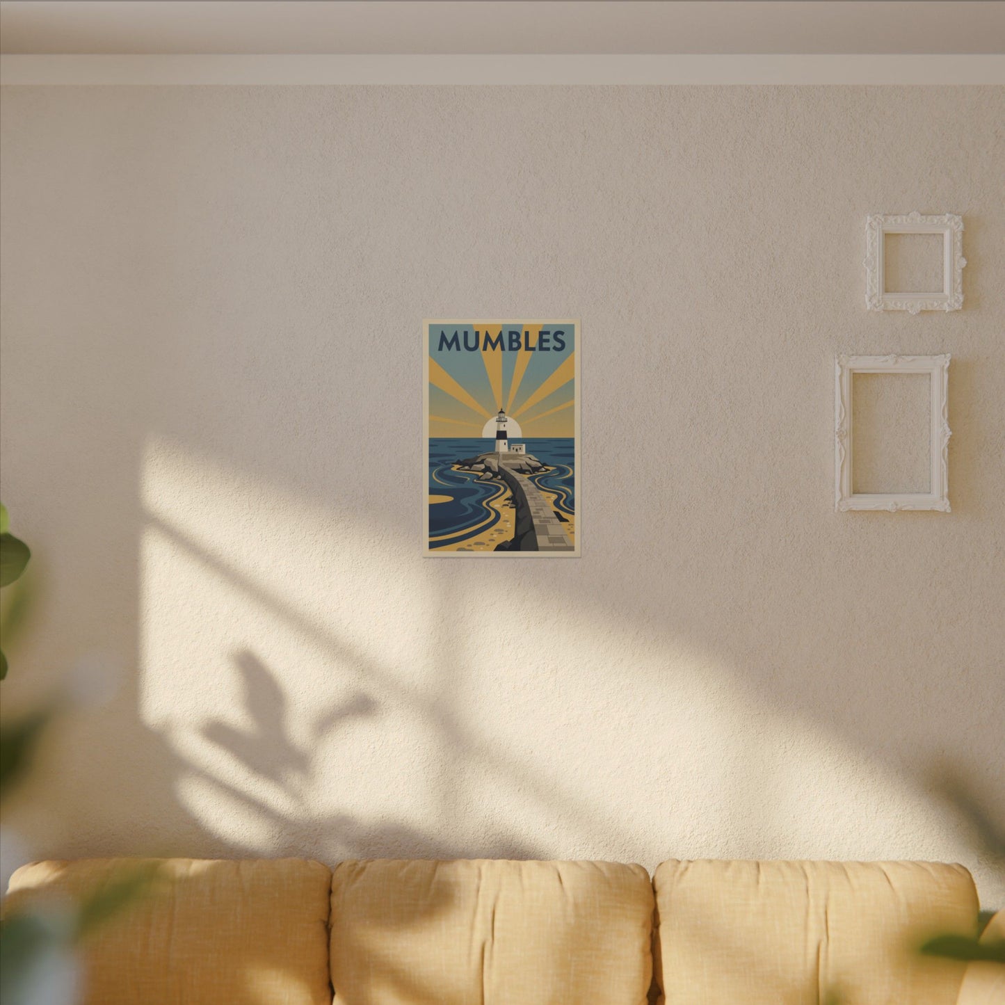 Mumbles Lighthouse Vintage Travel Poster Canvas