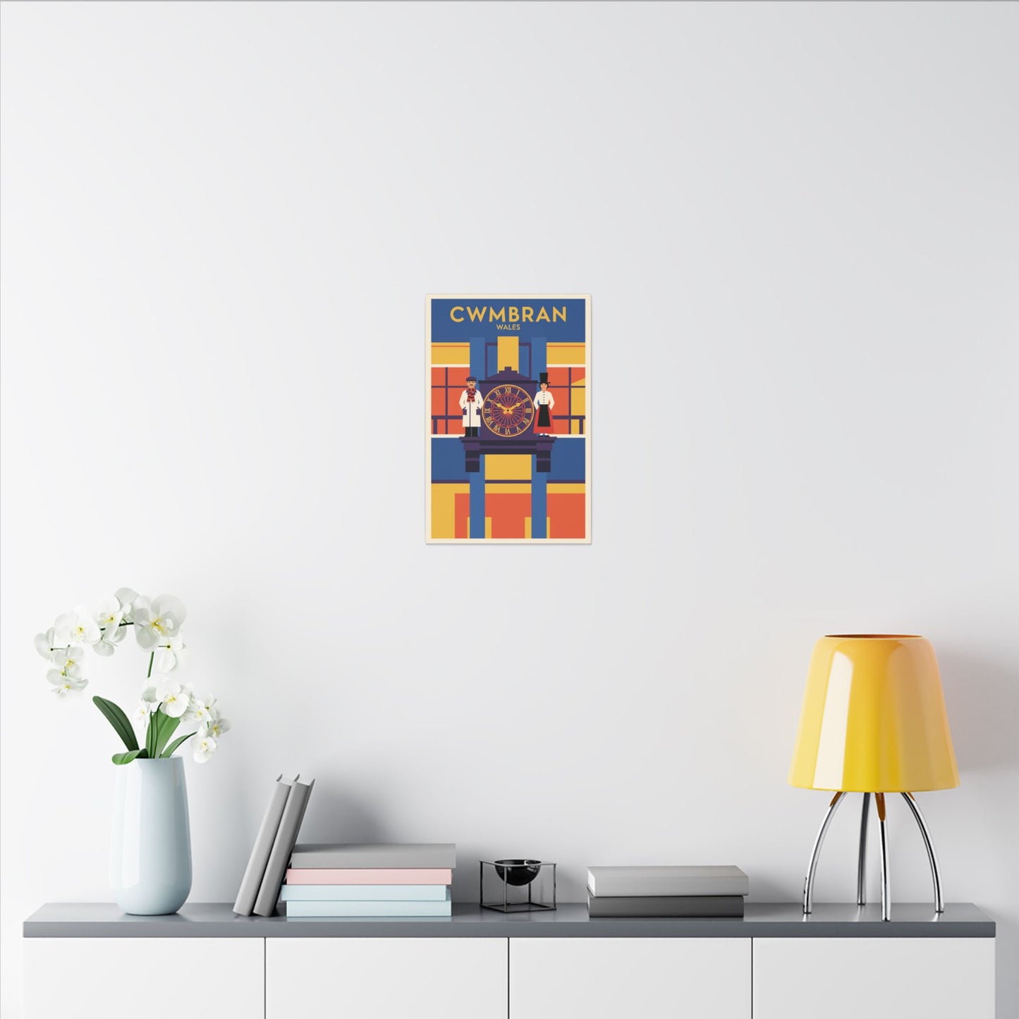 Cwmbran Wales Vintage Clock Tower Matte Canvas Print